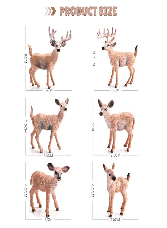 MALLEXO Deer Family Animal Toy for Kids | 6 PCS Realistic Wild Forest Animals Cute Deers Miniatures Action Figurines Toys for Boys and Girls Birthday Gifts for Children | Decoration & Educational Item - Image 3